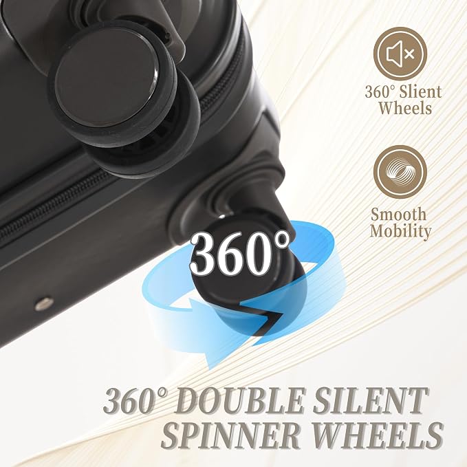 GDFStudio 20/24/28 Inch 3 Piece Luggage Set, ABS Hard Shell Spinner Suitcase with 360° Silent Wheels, Expandable Capacity,Combination Lock, Retractable Handle, Carry On & Checked Suitcases,Dark Gray - Image 8