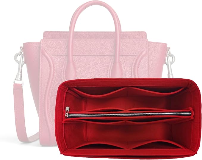 Divitize Premium Purse Organizer compatible with Luggage Nano/Micro/Mini/Medium Bag Insert — Gold Zip Perfect Fit, Durable Quality Felt, Full Coverage, 24+ Shades (For Nano Luggage, Violet) by Divitize