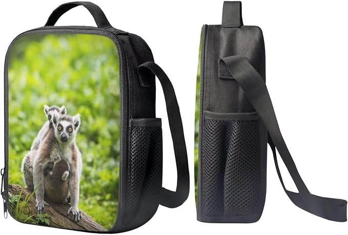 Kids Novelty Animal Backpack and Lunch Box for Boys Girls Student Lightweight 17 Inch School Lemur Backpack with Lunch Bag Pencil Case Kids Comfy Padded Black Large Bookbag - Image 4