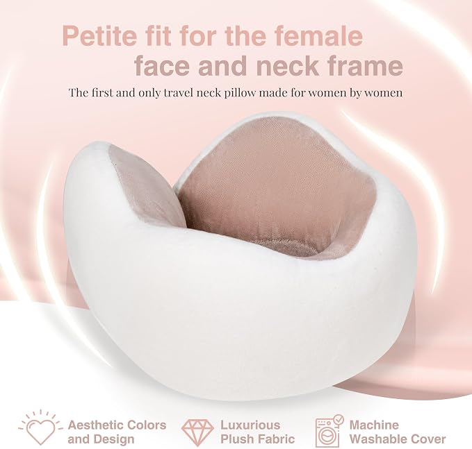 Women's Small Fitted Neck Pillow for Traveling, Memory Foam Travel Pillow, Travel Neck Pillows for Airplanes, Travel Essentials for Flying, Car Essentials for Women, Plane Pillow in Ash - Image 2