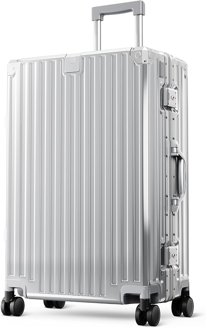 ALPHA CAMP 24 Inch Check-in Luggage, Dual Layer Aluminum Frame Luggage with TSA Spinner Wheels，3-Layer PC Hard Shell Zipperless Hardside Travel Suitcase，Type-C USB Charging Port, Cup Holder by ALPHACAMP