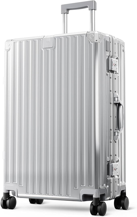 ALPHA CAMP 24 Inch Check-in Luggage, Dual Layer Aluminum Frame Luggage with TSA Spinner Wheels，3-Layer PC Hard Shell Zipperless Hardside Travel Suitcase，Type-C USB Charging Port, Cup Holder by ALPHACAMP