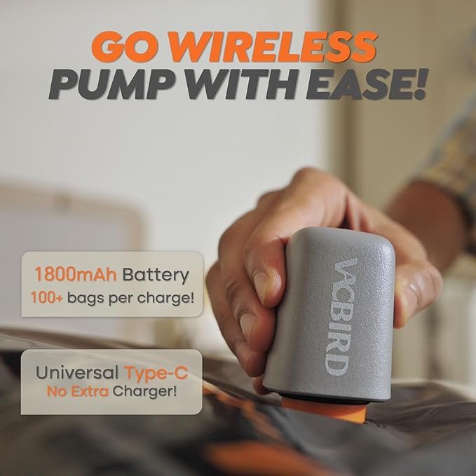 Rechargeable Wireless Pump Travel Storage Bags Set - 15 Pack Medium Size Vacuum Bags for Travel & Home, Space-Saving Compression Packing for Clothes, Blankets & Bedding