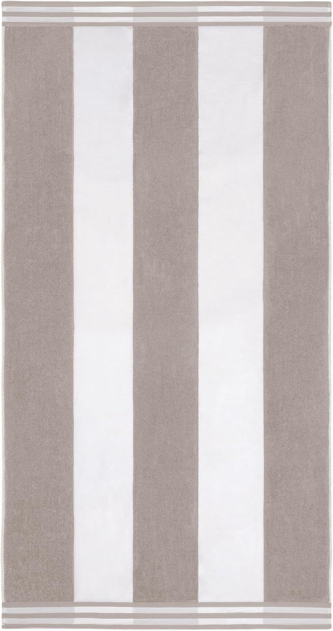 Superior Cotton Nautical Stripe Beach Towels, Colorful Towels for Adult, Kid, Pool, Swimming, Sand, Travel, Large Oversized, Absorbent, Fast Drying, Bath Basics, Cabana Collection, 1 Piece, Light Grey - Image 2