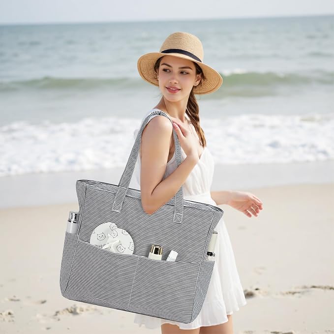 Bluboon Waterproof Beach Tote Pool Bags for Women Ladies Extra Large Carry On Bag With Wet Compartment for Weekender Travel - Image 2