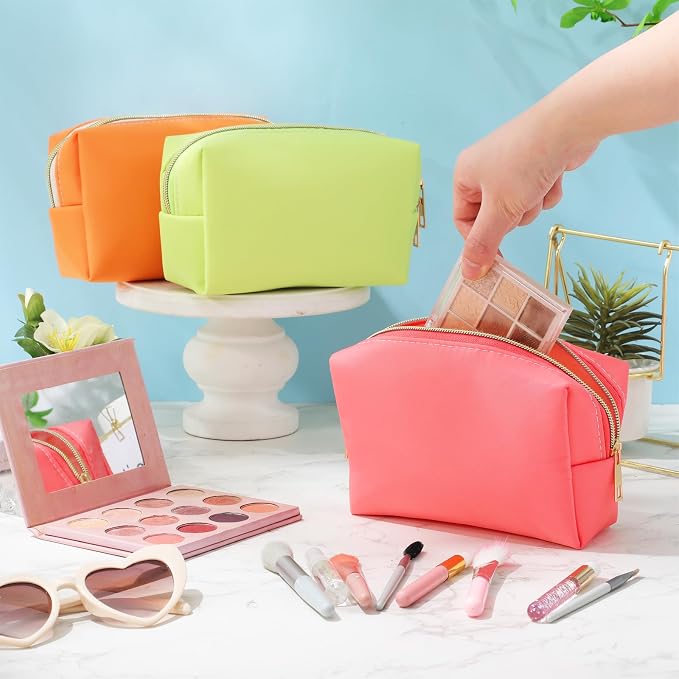 Kigeli 12 Pcs Nylon Makeup Bag Bulk Cosmetic Pouches Preppy Cosmetic Bag for Women Waterproof Travel Zipper Organizer Little Outdoor Accessory Makeup (Nylon, Foam,Macaron) - Image 7