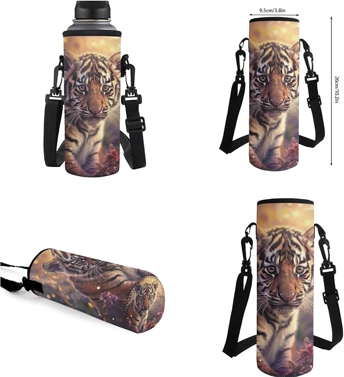 Tiger Backpack for Kids Girls Backpack with Lunch Box Water Bottle Carrier and Canvas Pencil Pouch 4PCS Set Cute Bookbag with Compartments 17 inch Sturdy School Bag with Side Pocket for Boys - Image 7