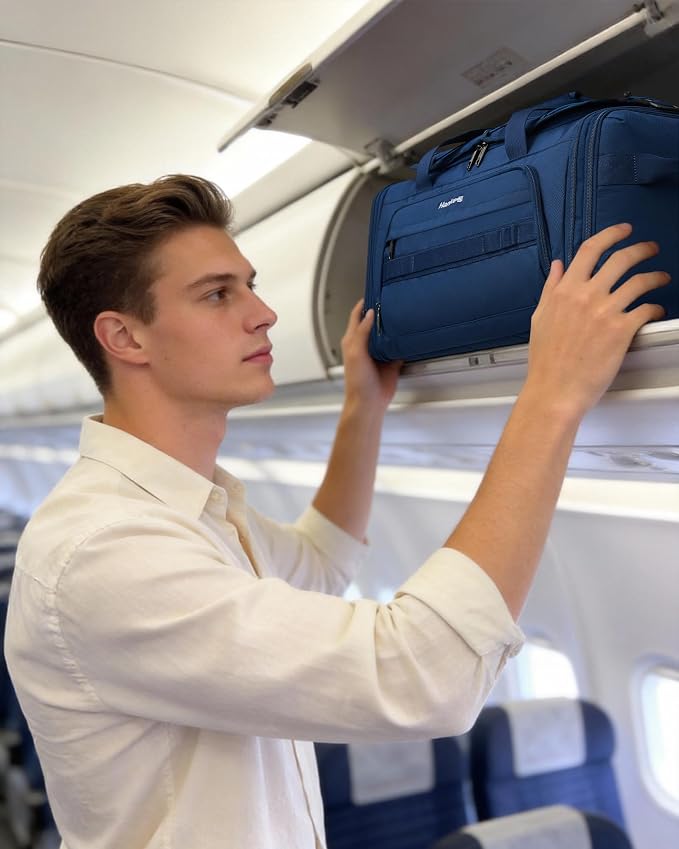 Hanke Duffle Bag for Travel, Dual Expandable 45L-55L Carry On Duffel, 3 In 1 Weekender Tote, Water Resistant Overnight Bag with 15.6" Compartment for Men Women, Caribbean Blue - Image 10