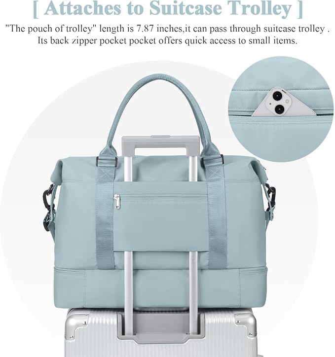 Travel Duffel Bag with Shoes Compartment,Weekender Bags for Women Travel | Overnight Carry-On Bag with Toiletry Bag, For Spirit Airlines 18x14x8 Personal Item Bag - Image 7
