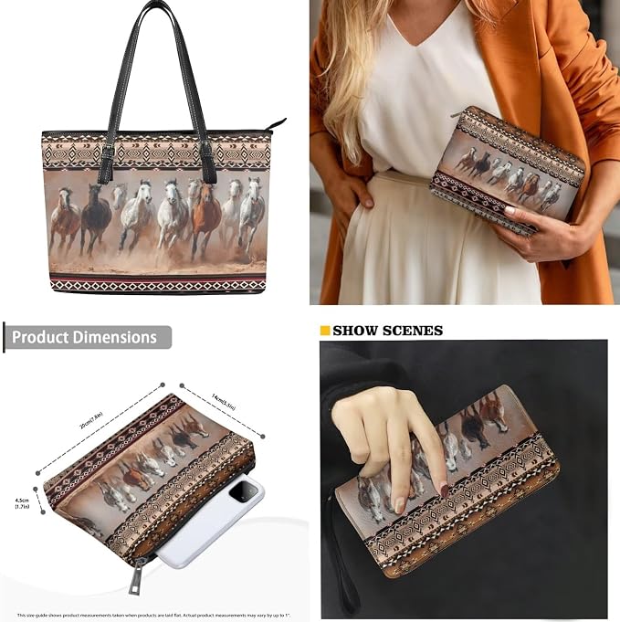 Women Purse Handbags Wallet Sets Leather Shoulder Tote Bag for Women,Top Handle Purse with Wrist Wallet Bag - Image 2