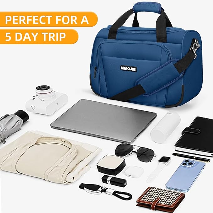 Underseat Carry On Luggage Lightweight Travel Tote Weekender Bag Overnight Duffle Bag for Travel, Travel Essentials Personal Item Travel Bag for Women and Men, Blue-16Inch - Image 4