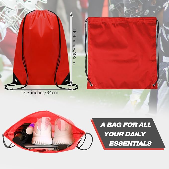 Shappy Drawstring Backpack Bulk Sports Gym Cinch Bag Polyester String Bag for Men Women(Red,200 Pcs) - Image 2