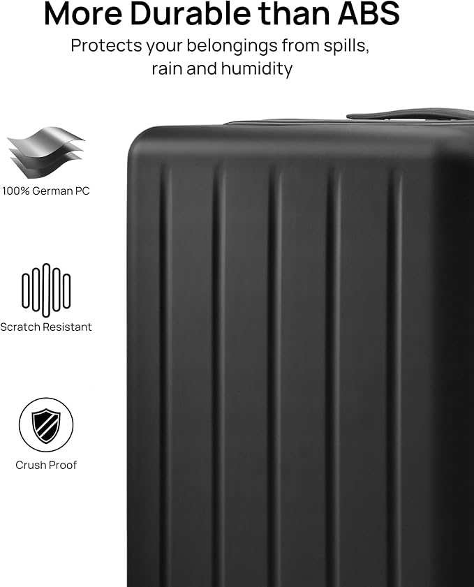 NINETYGO Carry On Suitcase, 20 Inch Carry-On Luggage with Double Spinner Wheels, Dry Wet Separate, PC Hard Case Suitcase, Lightweight Travel Luggage, TSA Approved (Black, Danube) - Image 4