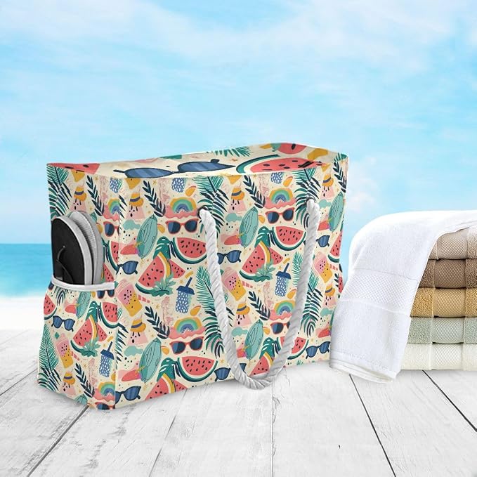senya Large Beach Shoulder Bags Canvas Tote Water Resistant for Gym Travel Daily - Image 3