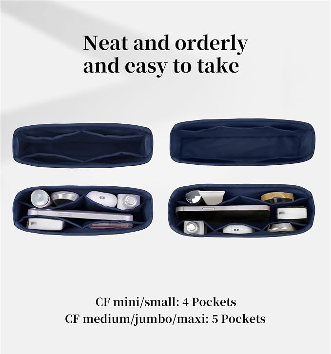 Purse Organizer Insert, Silky-Soft Lightweight Design, Multi-Pocket, Keeps Bag Organized & Protects Interior, Fits Chanel Classic Flap Maxi, Ideal for Travel & Daily Use(Blue Nuit, CF Maxi) - Image 4