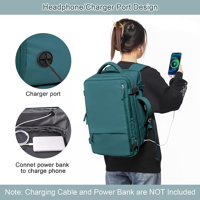 Sinaliy Travel Backpack for Men, 40L Carry On Backpack, 17 Inch Laptop Backpack, Waterproof Backpack, College Bookbag, Person Item Flight Approved Trave Bag for Women | Waterproof Large Expandable College Bookbag, as Person Item Flight Approved with An... - Image 8