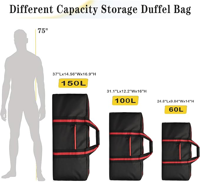 100L Large Duffle Bag for Travel 31.1” Diffle Bag - Overnight Weekender Camping, Storage for Men Women, Red - Image 2