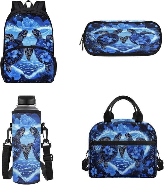 POLERO Sea Turtle School Backpack for Girls School Bag Bookbag with Lunch Box Middle School Elementary Preschool Student Backpacks by WelcometoPOLERO
