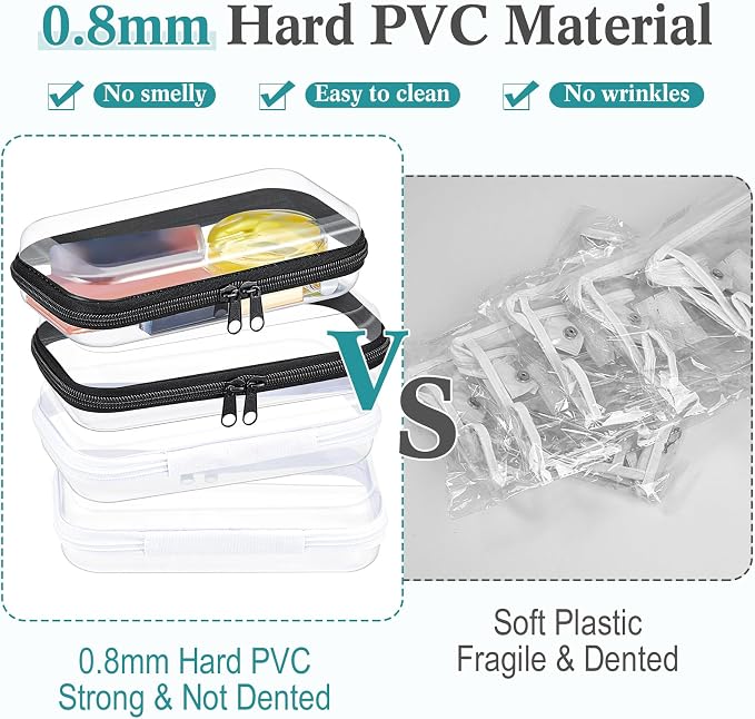 Hoolerry 4 Pcs Hard Clear Zipper Case Makeup Bags Plastic Zipper Pouch Transparent Storage Box Containers for Cosmetics, Snacks, Building Blocks, Puzzles(Clear,7.5 x 3.9 x 2 in,Black and White) - Image 4