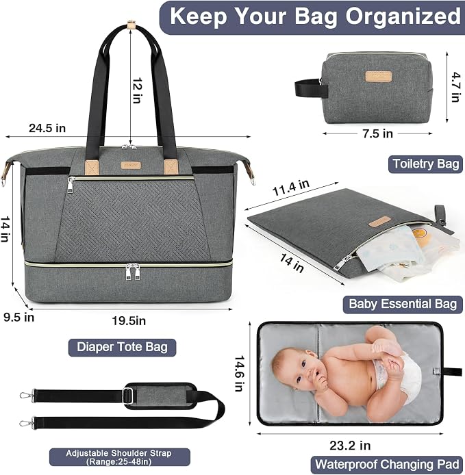 ITIEZY Diaper Bag Tote for Baby - Large Mommy Bag with Portable Changing Pad Pacifier Case, Hospital Bags Travel Baby Bag - Image 4