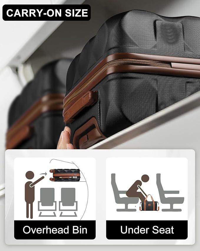Somago 2 PieceLuggage Set (20"/24") with Duffel Bag and Toiletry Bag, Carry On Luggage Airline Approved with YKK Zipper TSA Lock ABS Hardside Luggage Spinner Wheels - Image 7