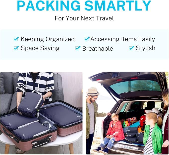 Gonex 4 Set Compression Packing Cubes with 6 Set Compression Packing Cubes，Mesh Packing Organizers - Image 4