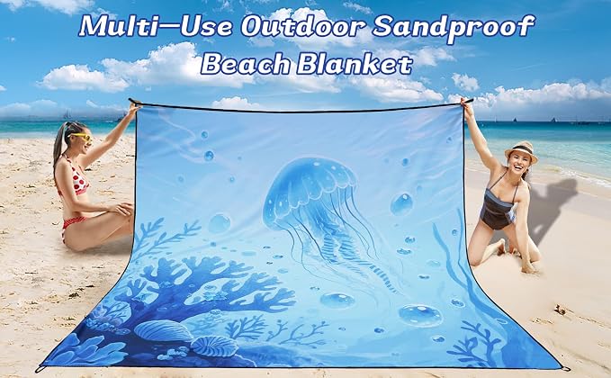 WIWIGO Beach Blanket Waterproof Sandproof Beach Mat 79" X 83"/10'x9'for 2-8 Adults Quick Drying Outdoor Picnic Mat Beach Accessories for Travel, Camping, Hiking - Image 6