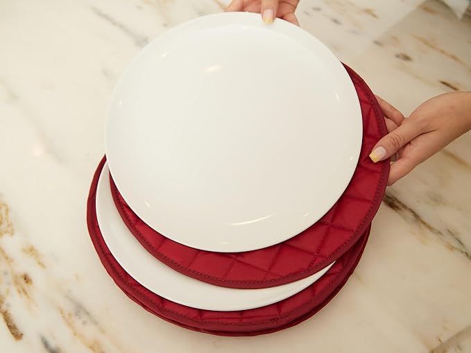 Covermates Keepsakes Dish Storage Set – Padded China & Dinnerware Storage Cases with Dividers, Cup & Stemware Storage, Quilted Polyester Protection, ID Window, Red - Image 6
