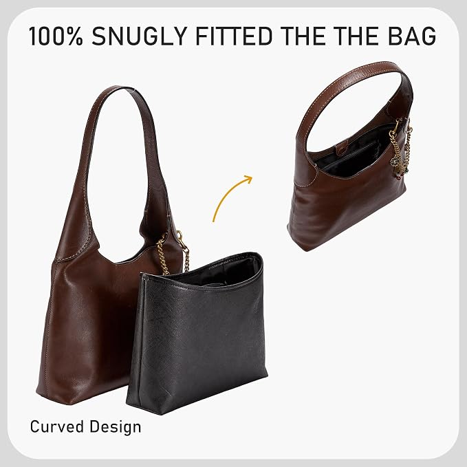 Dupont Paper Brooklyn 28 Bag Insert, Lightweight Purse Organizer for Coach Brooklyn 28 Shoulder Bags, Handbag Inner Divider Shaper with Elastic Cup Holder Smooth Zipper, Balck - Image 6