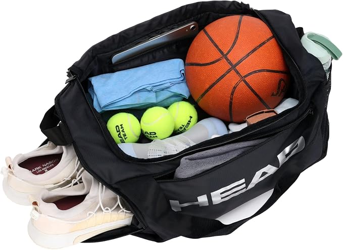 HEAD 45L Gym Duffel Bag with Separate Shoe Compartment & Wet Pocket for Men | Waterproof, Large Openning, with side pocket&inner large zipper pocekt, for Sport, Workout, Fitness, Swimming, Travel - Image 9