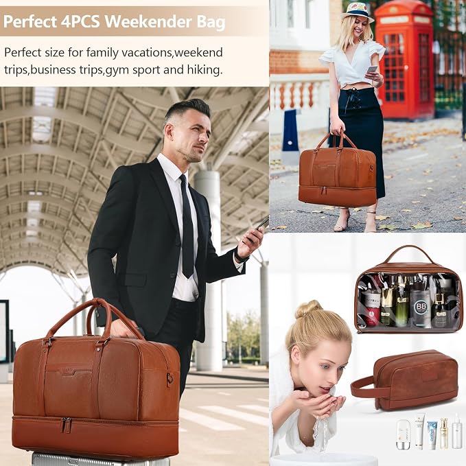 Wogarl Weekender Bag for Women Men Large Overnight Bag Travel Duffel Bag with Shoe Compartment Toiletry Satchel Bag Carry On Bag Fit 21" Laptop - Image 2