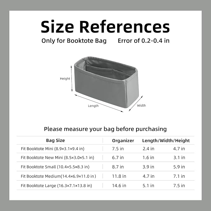 DGAZ Silk Purse Organizer Insert For Dior Book Tote mini/S/M/L，Silky Smooth Bag Organizer，Luxury Handbag & Tote Shaper(Pearl gray,M) - Image 5