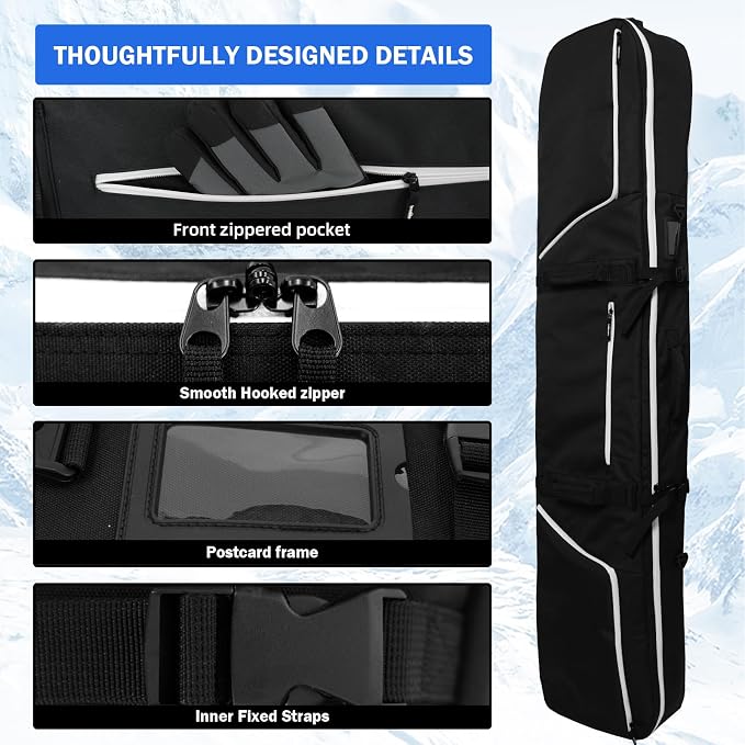 360° Padded Ski and Snowboard Travel Bag, Water-resistant Durable Storage Case for Air Travel and Road Trips - Image 6