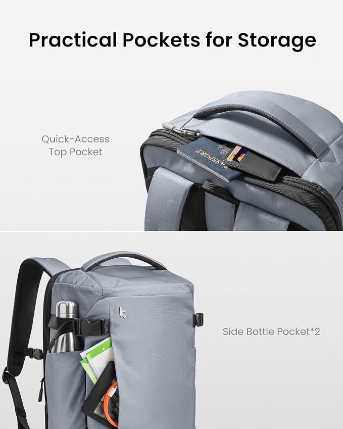tomtoc 28/40L Travel Backpack, TSA Carry On/Personal Item Bag Flight Approved, Water-resistant Carry on Luggage, PFAS Free - Image 7