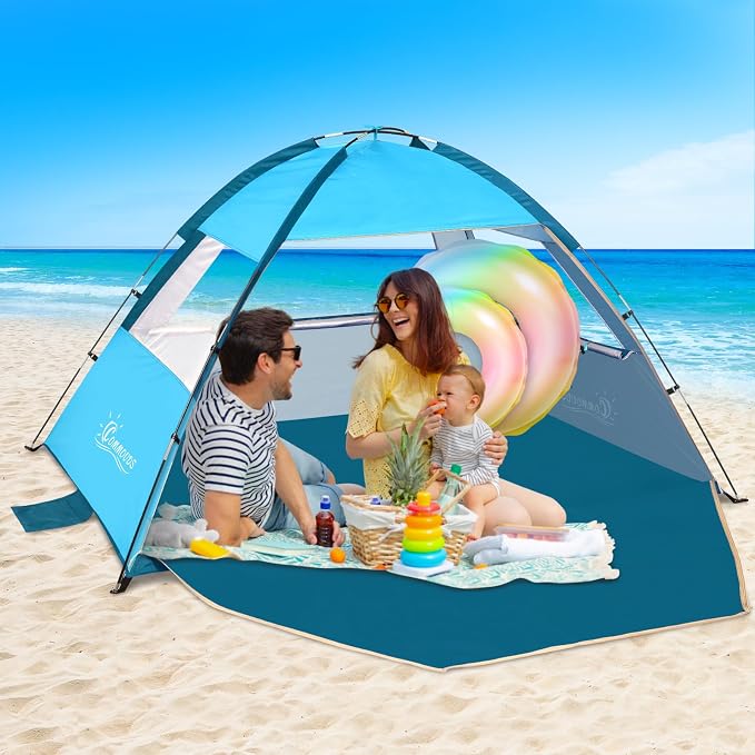 COMMOUDS Beach Tent Sun Shelter for 3/4/6/8 Person, UPF 50+ UV Protection Beach Shade Canopy Tent, Lightweight, Easy Set Up and Carry - Image 8