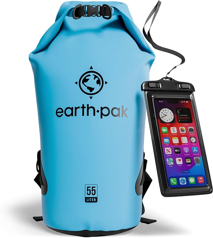 Earth Pak Waterproof Dry Bag - Roll Top Waterproof Backpack Sack Keeps Gear Dry for Kayak with Waterproof Phone Case by earthpak