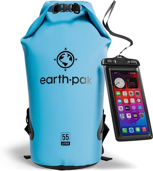 Earth Pak Waterproof Dry Bag - Roll Top Waterproof Backpack Sack Keeps Gear Dry for Kayak with Waterproof Phone Case by earthpak