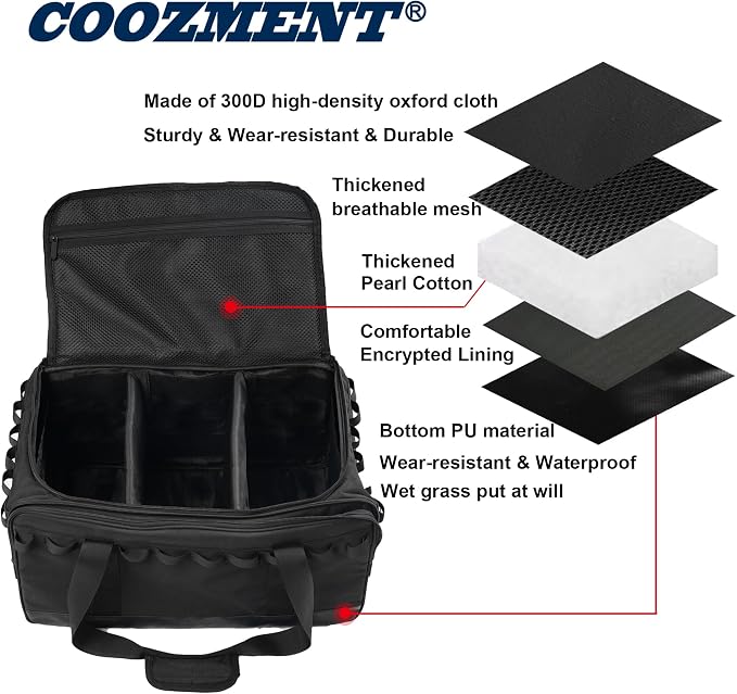 COOZMENT 35L Camping Bag,Tactical Duffle Bag with Waterproof Bottom,Shoe Bag for Travel/Outdoor with 3 Adjustable Dividers,Picnic Camping Organizer,Multi-functional Duffel Bag for Camping/Sports/GYM - Image 4