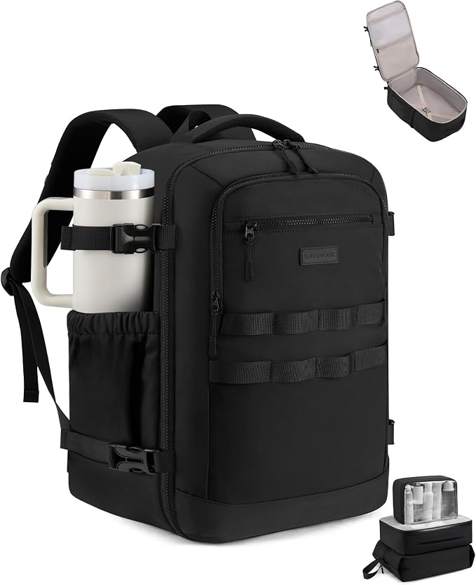 LOVEVOOK 50L Travel Backpack for Women & Men, TSA Approved Carry On Backpack with 3 Packing Cubes, Waterproof Personal Item Bag Fits 17 Inch Laptop, Weekender Essentials Overnight Backpack for Trip by LOVEVOOK
