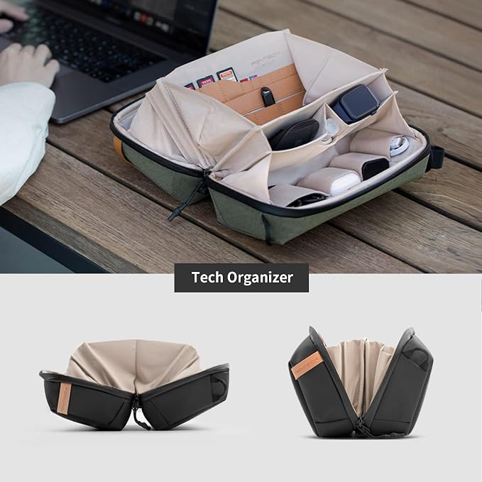 PGYTECH Travel Tech Organizer, Waterproof Tech Bag, Electronics Accessories Organizer Travel Carrying Case, Organizer Bag for Cord, Phone Batteries, Charger,Photography SD Card, Green - Image 3