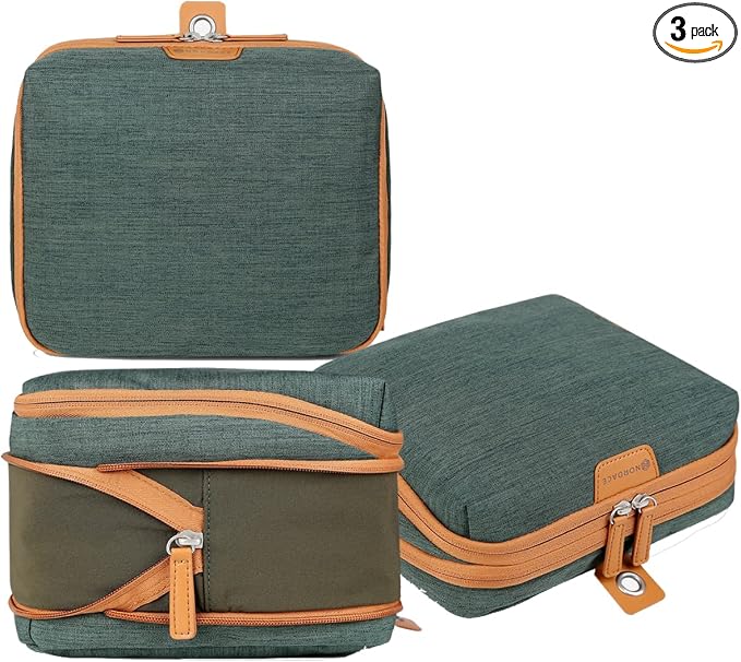 Nordace Travel Packing Organizers Set for Men and Women - 2x Packing Cubes & 1x Wash Pouch - Durable & Water Resistant (Green) by NORDACE