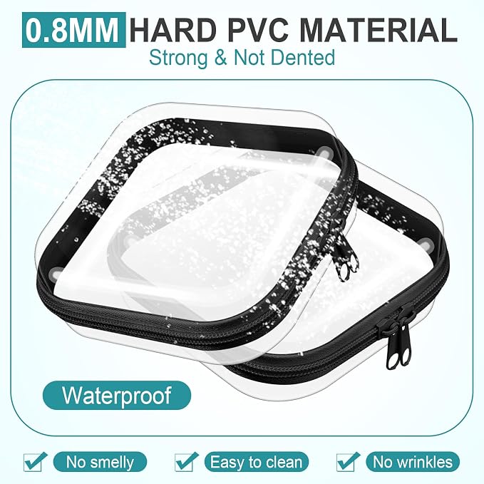 Sanwuta 6 Pcs Clear Hard Zipper Case Plastic Zipper Pouches Transparent Makeup Bag Pencil Case Pouches Toiletry Diaper Bag for Travel Toy Storage Organizer Bins(Black,5 x 5 x 2 Inch) - Image 4