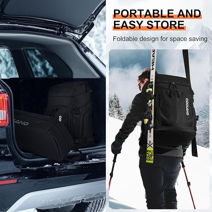 Odoland Ski Bag and Boot Bag Combo, Padded Ski Bags for Air Travel, Snow Ski bags Fit Ski Up to 200cm, Waterproof Double Bag for Storage, Transport Ski Gear, Black & Grey - Image 7