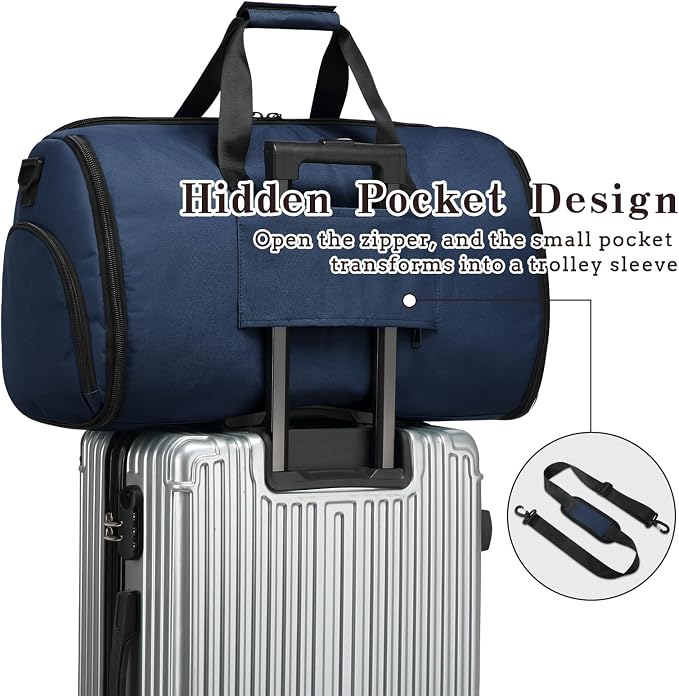 Garment Duffle Bags for Travel, Carry On Garment Duffel Weekender Bag 45L | 2-days Trip,Wrinkle-Free Travel,Separate Shoe Pocket | Overnight Garment Bag for Vacation, Business Trips, Weekend - Image 5