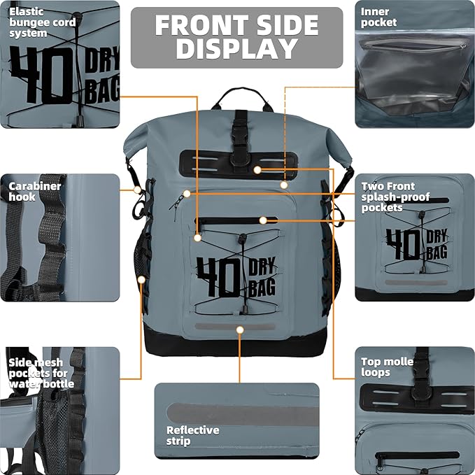 MORXPLOR Dry Bag Waterproof,5L/10L/20L/30L/40L/55L Roll Top Dry Bag Backpack with WaterProof Phone Case for Swim,Kayak - Image 5