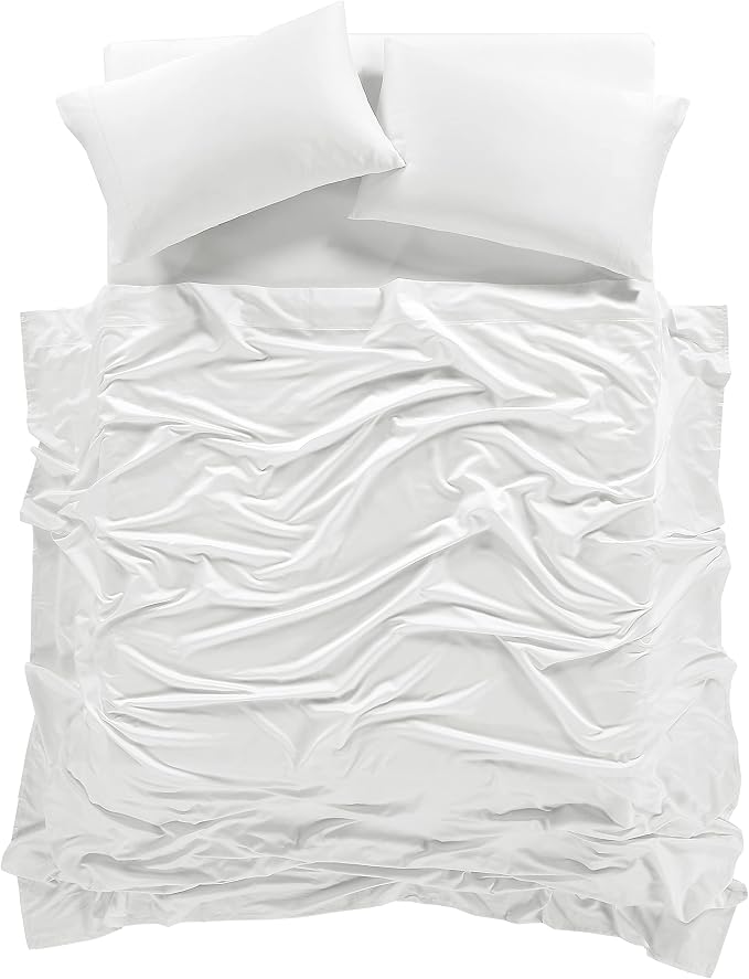 100% Supima Cotton Sheets 600 Thread Count,Bed Sheet Set King Size Sheets 4 Pieces,Soft & Silk Sateen Weave, Fits Mattress Up to 18",Deep Pocket, Breathable & Fade Resistant(White,King) - Image 3