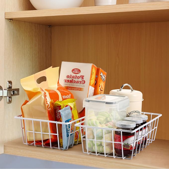 Orgneas Freezer Organizer Bins Metal Wire Storage Baskets for Upright Refrigerator Chest Freezer, Kitchen Pantry Storage and Organization for Fruit Vegetable Soda Cans Toys and Snacks, Set of 4 - Image 4