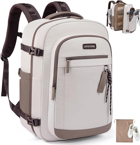 LOVEVOOK 50L Travel Backpack for Women, Airline Approved Carry On Luggage, TSA Personal Item Bag fits 17 Inch Laptop, Weekender Overnight Suitcase for Work by LOVEVOOK