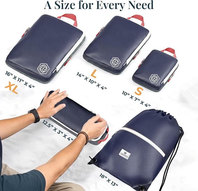 Extra Large Compression Packing Cube 6 Piece Set for Travel and Check Luggage by TRIPPED Travel Gear - Image 3