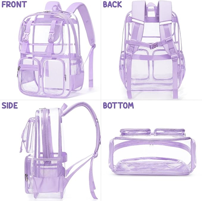 Fimibuke Clear Backpack for Girls - 3 PCS Heavy Duty Kids Boys Clear Bags Schoolbag Large Transparent PVC Bookbag with Lunch Box Pencil Case Set for Travel School Concert Stadium Events Backpacks - Image 7